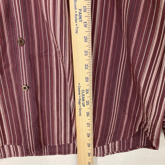 Tommy Bahama Burgundy Striped 100% Silk Long Sleeve Button Down Large - Picture 5 of 9